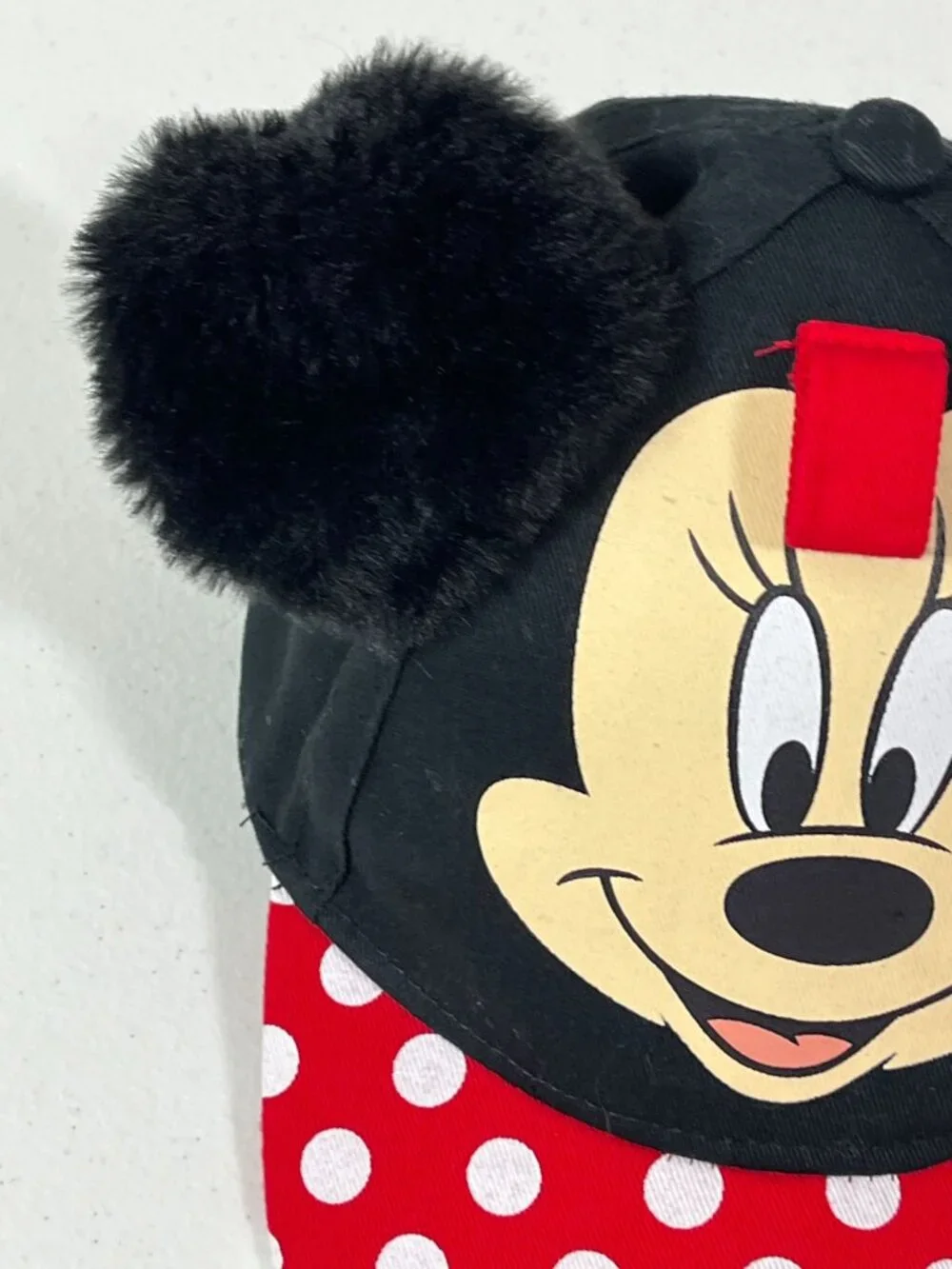 Disney Minnie Mouse Girls Red Black Polka Dot Baseball Cap Kids Hat